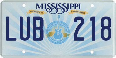MS license plate LUB218