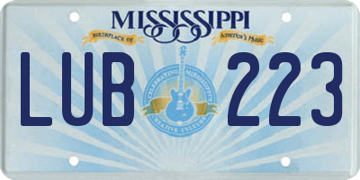 MS license plate LUB223