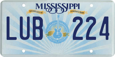 MS license plate LUB224