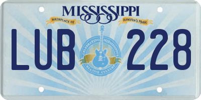 MS license plate LUB228