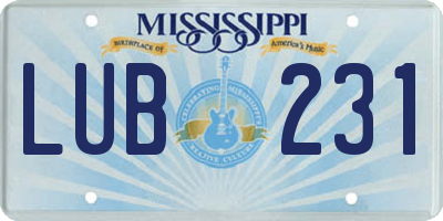 MS license plate LUB231