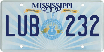MS license plate LUB232