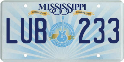 MS license plate LUB233