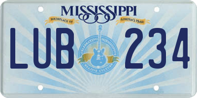 MS license plate LUB234