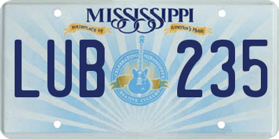 MS license plate LUB235