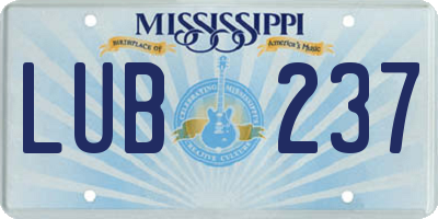 MS license plate LUB237