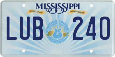 MS license plate LUB240