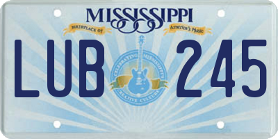 MS license plate LUB245