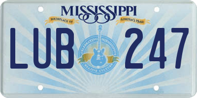 MS license plate LUB247