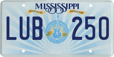 MS license plate LUB250