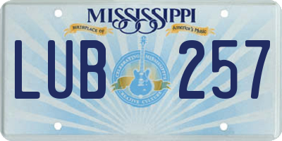 MS license plate LUB257