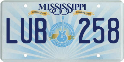 MS license plate LUB258