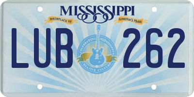 MS license plate LUB262