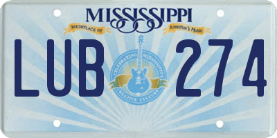 MS license plate LUB274