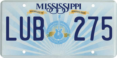 MS license plate LUB275