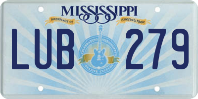 MS license plate LUB279