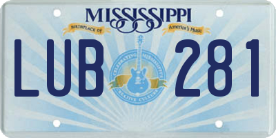 MS license plate LUB281