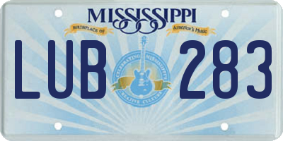MS license plate LUB283