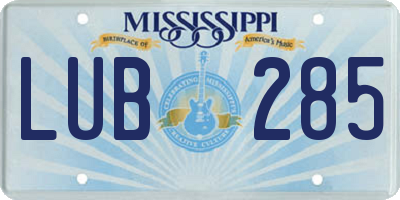 MS license plate LUB285
