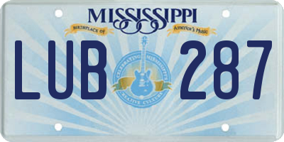MS license plate LUB287