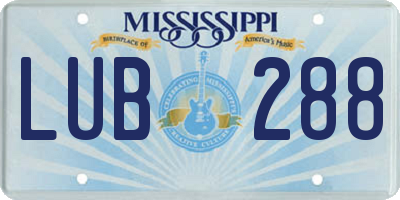 MS license plate LUB288