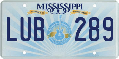 MS license plate LUB289