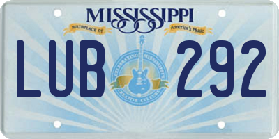 MS license plate LUB292