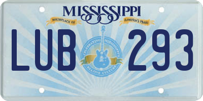 MS license plate LUB293