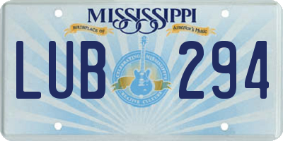 MS license plate LUB294