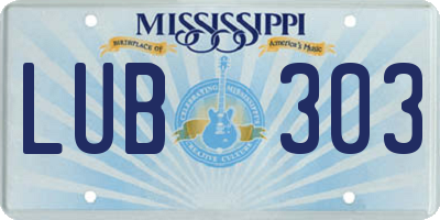 MS license plate LUB303