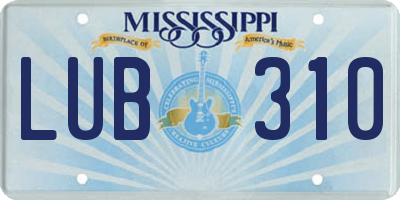 MS license plate LUB310