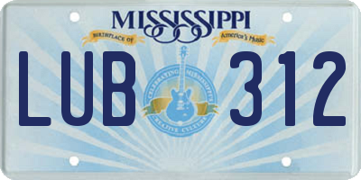 MS license plate LUB312