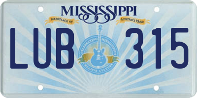 MS license plate LUB315