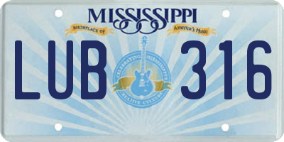 MS license plate LUB316