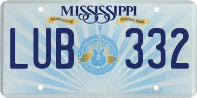 MS license plate LUB332