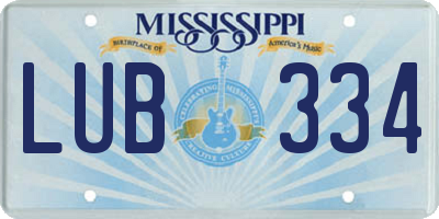 MS license plate LUB334