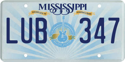 MS license plate LUB347