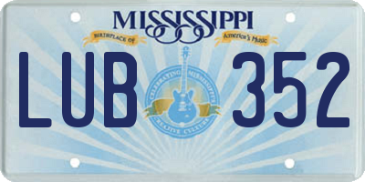 MS license plate LUB352