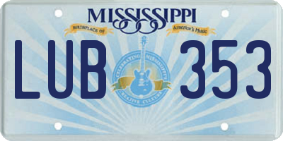 MS license plate LUB353