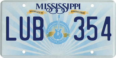 MS license plate LUB354