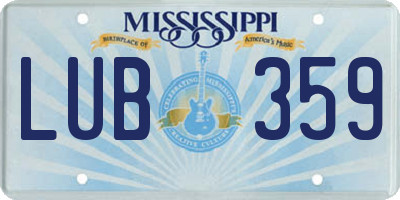 MS license plate LUB359