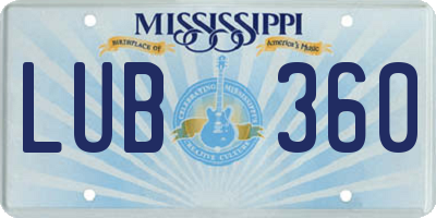 MS license plate LUB360
