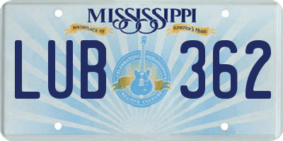 MS license plate LUB362