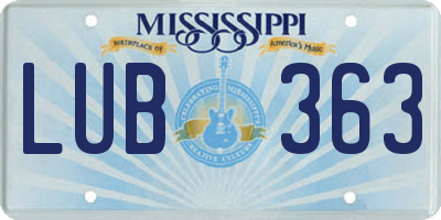 MS license plate LUB363