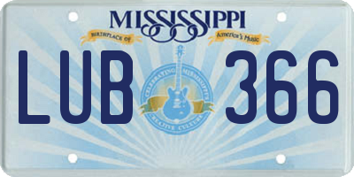 MS license plate LUB366