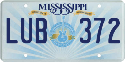 MS license plate LUB372