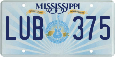 MS license plate LUB375