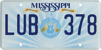 MS license plate LUB378