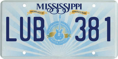 MS license plate LUB381