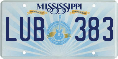 MS license plate LUB383